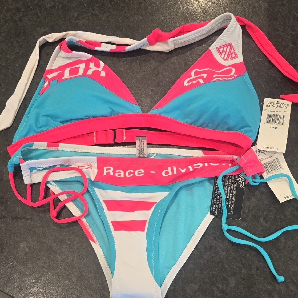 Fox Blue and Pink Athletic Bikini